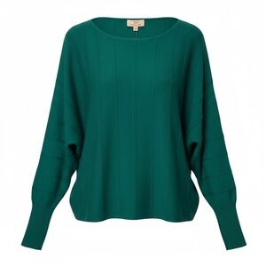NWT Magaschoni Teal Ribbed Dolman Sleeve Sweater